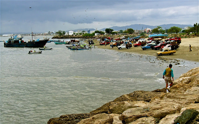 Fishing harbor on the Pacific coast of Ecuador